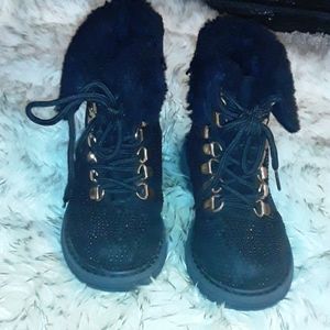 Fur trimmed Girl's combat boots
